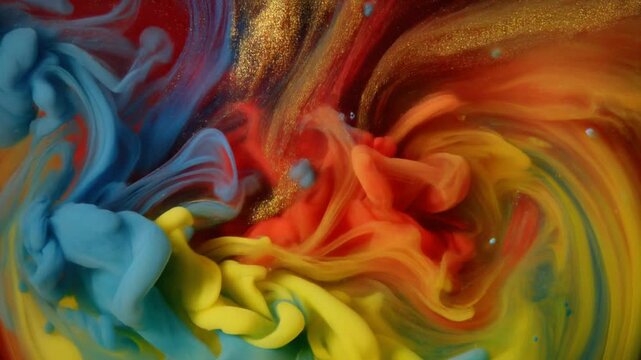 油絵の具が水中で混じり合う抽象アートループ