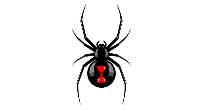 Black widow spider isolated on white background vector illustration