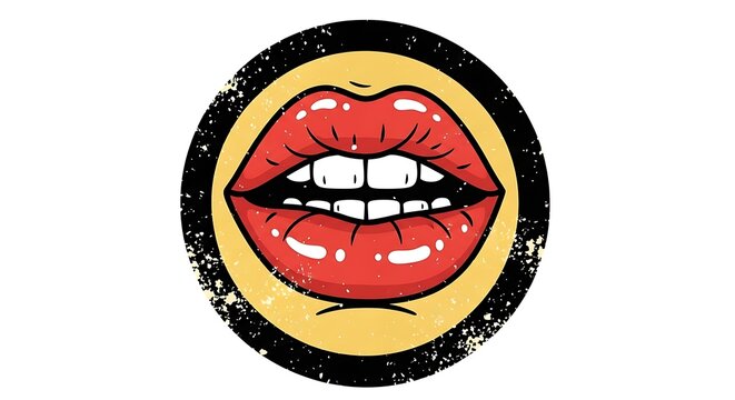 Stylized open mouth with red lips