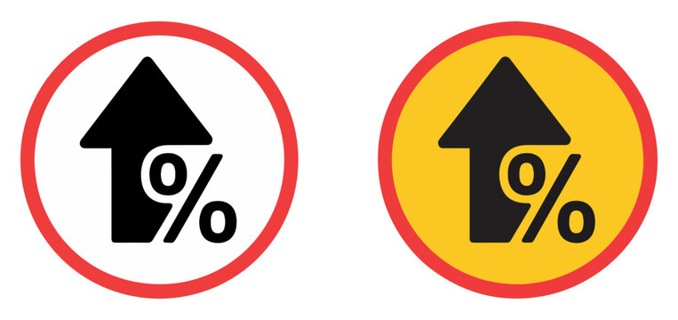 percent growth trend icon vector