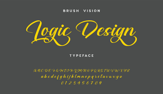 Logic Design Brush Vision Typeface script font for branding and design