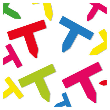 Bright Multicolor T-Shaped Direction Arrow Seamless Vector Pattern