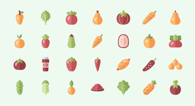 Vegetable icons set on light background