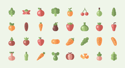 Obraz premium Vegetable icons set on light background