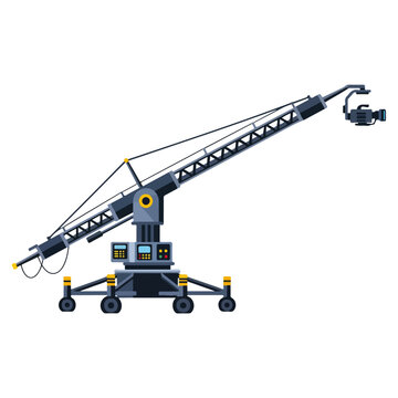 Flat Design Professional Camera Jib Crane Vector Illustration