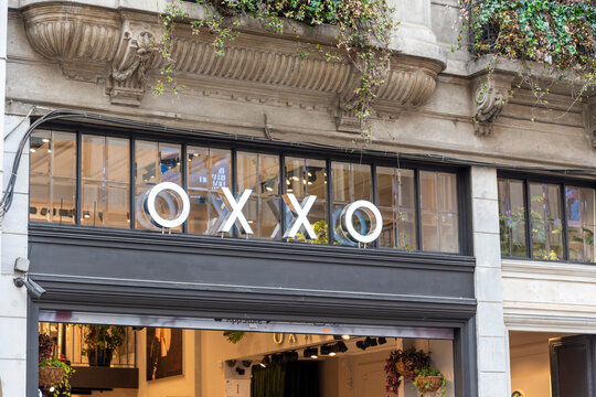 Istanbul, Turkey May 20, 2026. OXXO store sign on a shopping street in Istanbul