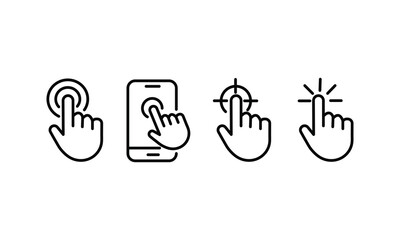 Fototapeta premium Touch Interaction Icon Set – Hand Outline Vector for Mobile, App, and Interface Design