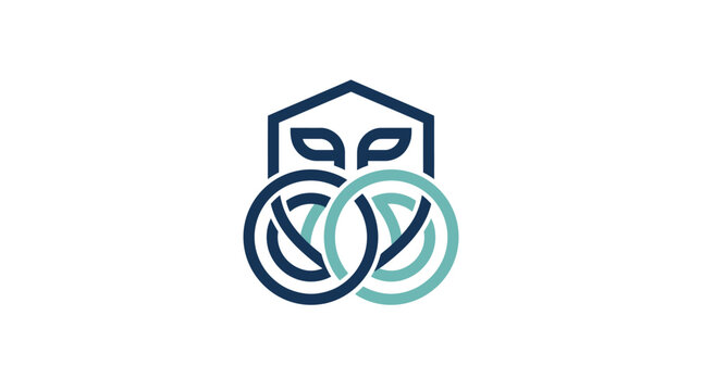 Logo design featuring interconnected circles and house.