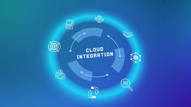 Cloud integration technology platform abstract futuristic networking infographic concept.