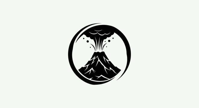 Volcano eruption silhouette logo design