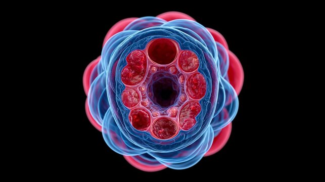 Medium shot 3D medical animation of a detailed tongue crosssection highlighting inflamed glossitis and irritated oral tissues using vibrant blue and red tones with soft floating