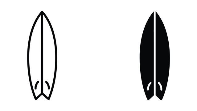 Minimalist surfboard outline and filled design