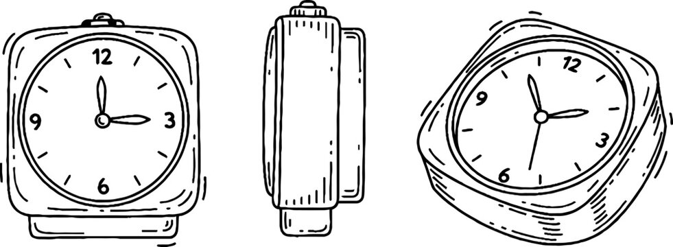 Alarm clock symbols in optical illusion striped pattern