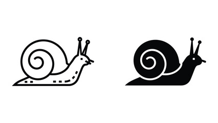 Black and white snail and slug crawling icons © Mst