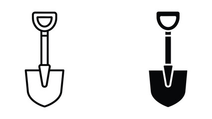 Simple shovel and trowel icon set in black and white © Mst