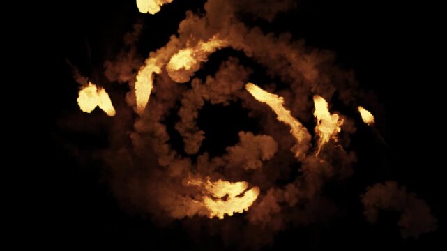 Explosive Fire Sparks and Smoke Trails Ignite and Spiral 