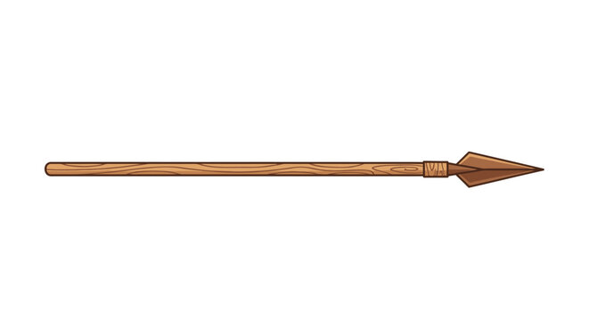 Wooden spear illustration against white background for design elements