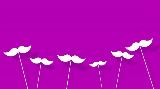 mustache illustrations over a Magenta background, Minimalist loopable background with dynamic floating.