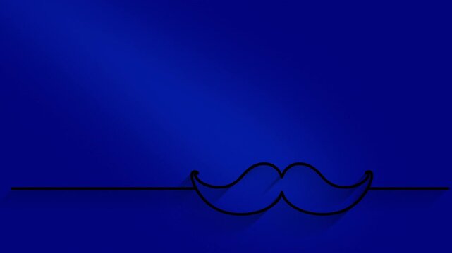 Fathers Day marketing video with a clean linear reveal of a gentleman mustache shape on a blue background.