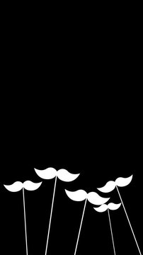 Hipster style mustache elements with spring intro and lazy floating motion for social media vertical story.