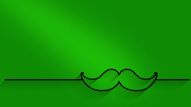 Barber shop commercial intro featuring a mustache line illustration on a green screen background.