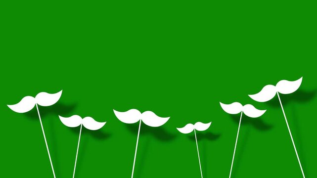 Movember men health awareness campaign video with floating mustache stick graphics on green screen.