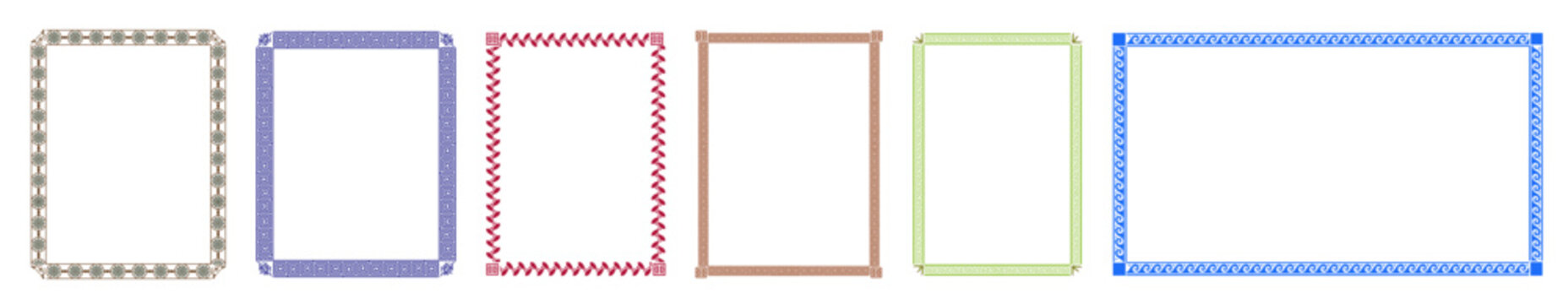 Greek key ornament frames set, ancient meander border and decorative geometric elements collection