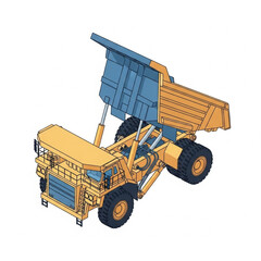 Obraz premium Lego Construction Vehicle Model with Blue and Orange Colors.