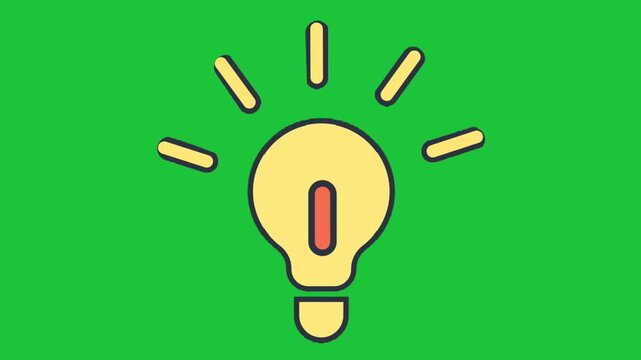 Animated light bulb icon on green screen background representing creativity innovation ideas inspiration and thinking concept