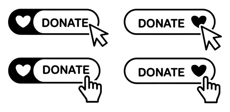 donate button click icon set