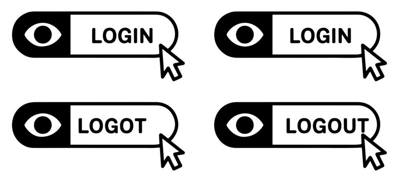 login logout button icon set