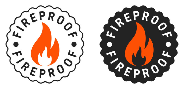 fireproof flame resistant icon set