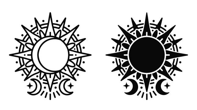 Astrology Lunar Eclipse Silhouette Graphic for Mystical Designs and Symbolic Representations