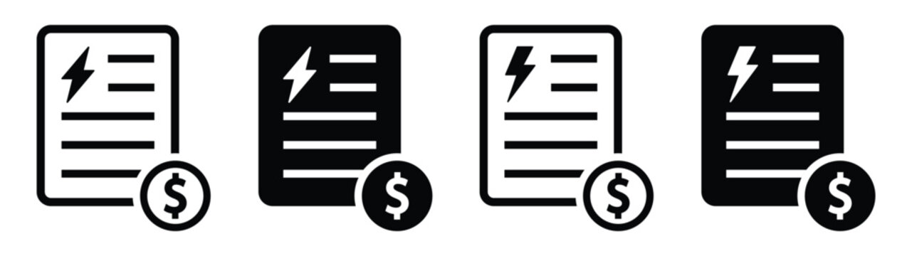 Electricity bill cost document icon illustration