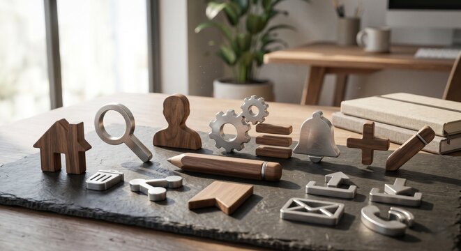 Wooden Jigsaw Puzzle Set on Table