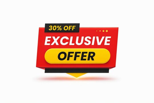 Red exclusive offer sale discount banner with 30 percent off text