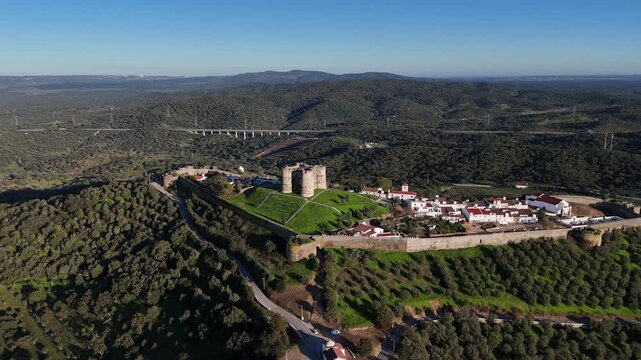 Drone Orbit Around Evoramonte Castle in Alentejo