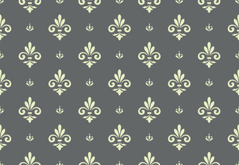 Obraz premium Flower geometric pattern. Seamless vector background. Gray and beige ornament