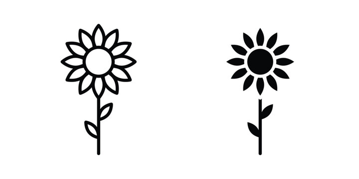 Sunflower icon vector Illustration, Solid and stroke Style Icon