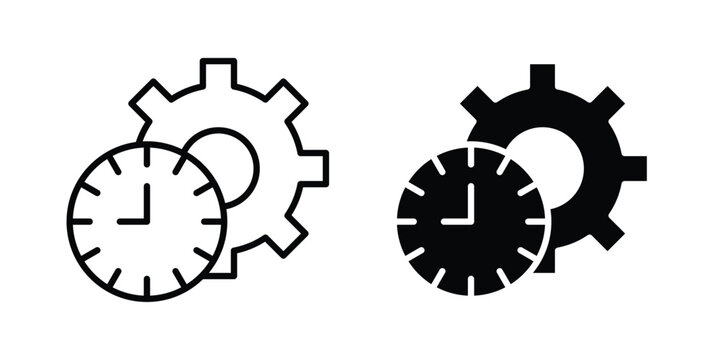 Time management icon vector Illustration, Solid and stroke Style Icon