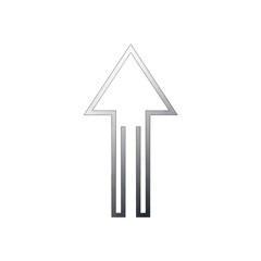 Fototapeta premium Modern upward pointing arrow with dotted outline and three vertical bars