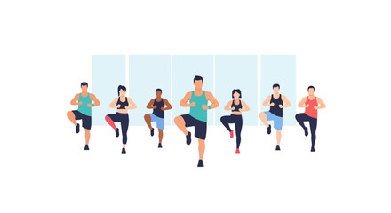 Fototapeta premium Group of People Exercising Together in Fitness Class