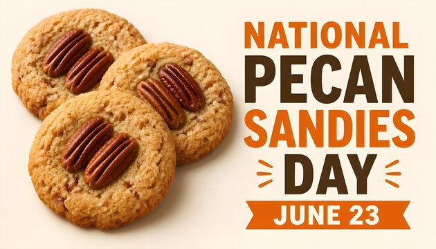 National Pecan Sandies Day vector. Sweet cookies with pecans nuts icon vector. American food holiday. Pecan Sandy Day Poster, June 23. Important day
