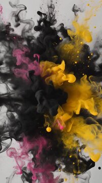 インクが白い紙に落ちて爆発的に広がるループ