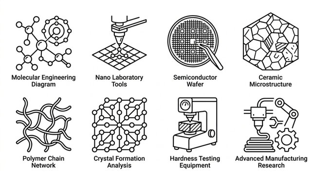 Collection of Scientific and Industrial Icons and Illustrations.