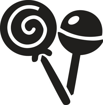 Two lollipops black silhouette on a transparent background