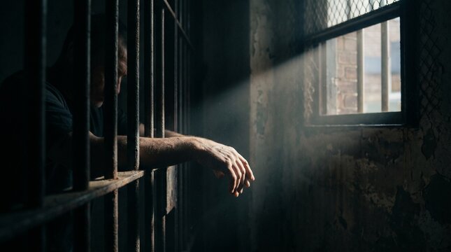man behind prison bars