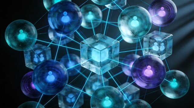Collaborative multi agent mesh representing team of AI agents