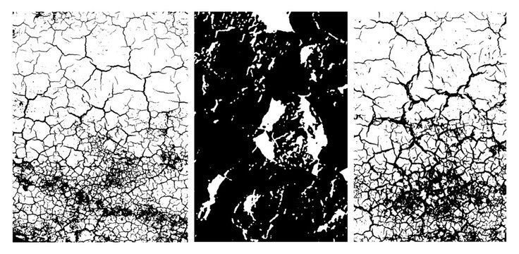 Cracked earth texture background, dry mud pattern, white and black abstract.
