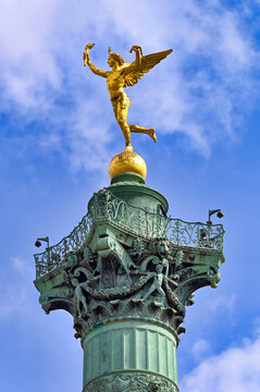 Spirit of Freedom Statue on July Column at Place de la Bastille in Paris
